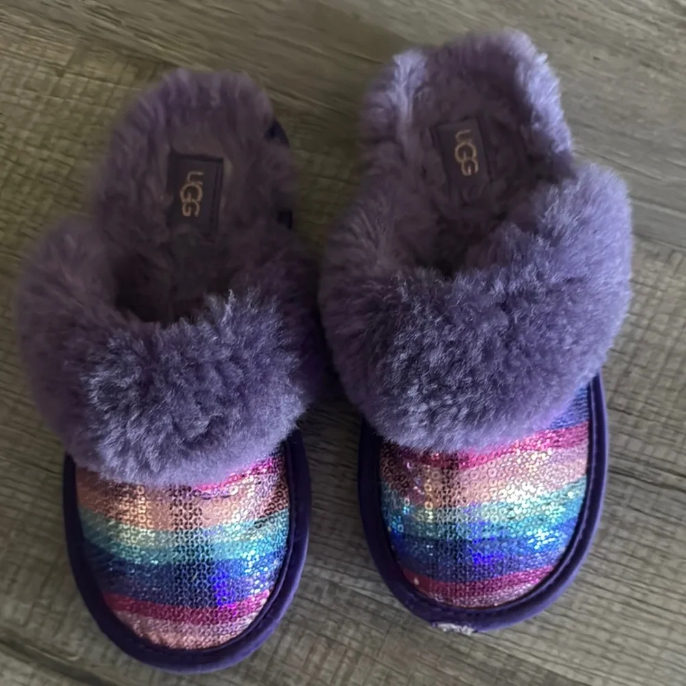 UGG Kids' Sparkly Multicolor and Purple Slippers